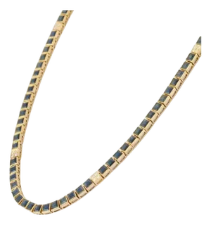 15.5 Carat Square Cut Blue Sapphire Tennis Necklace in 18k Solid Gold