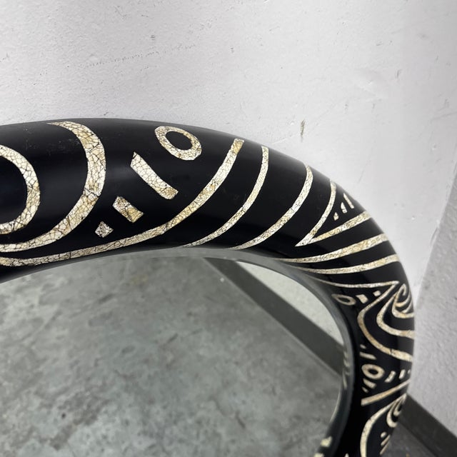 Monumental Round Mirror in the Style of Karl Springer For Sale - Image 11 of 13