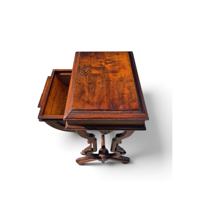 19th Century, American Victorian Walnut, Sewing Table Refurbished. For Sale - Image 11 of 15