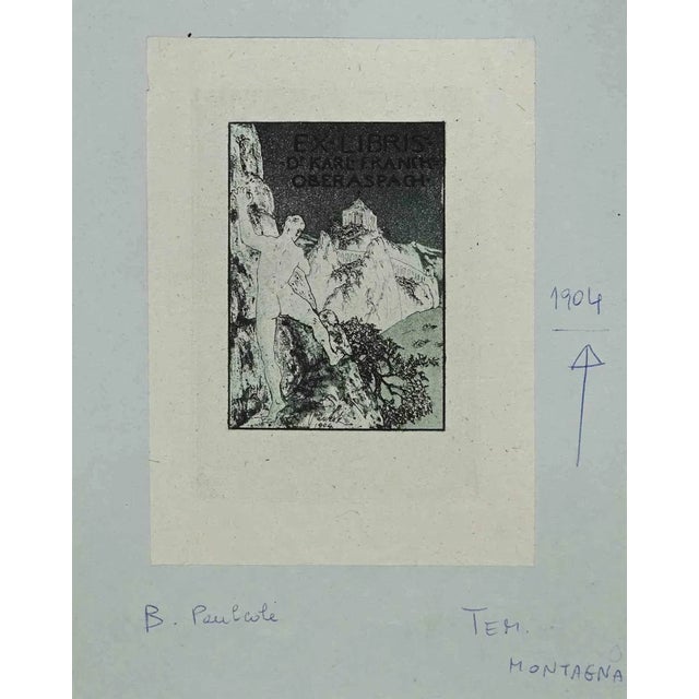 Ex Libris - Dr. Karl Franck is an Artwork realized in 1904, by the Artist B. Paulcole Etching print on tissue paper. Hand...