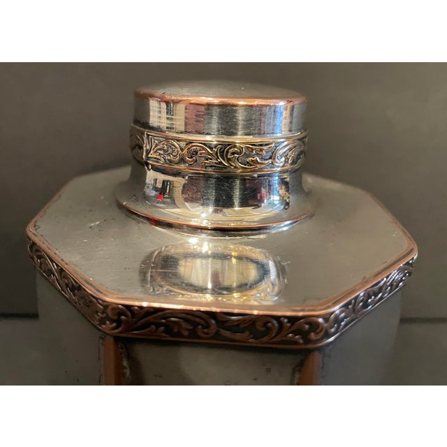 1920s Octagonal Silverplate Tea Caddy For Sale - Image 6 of 11