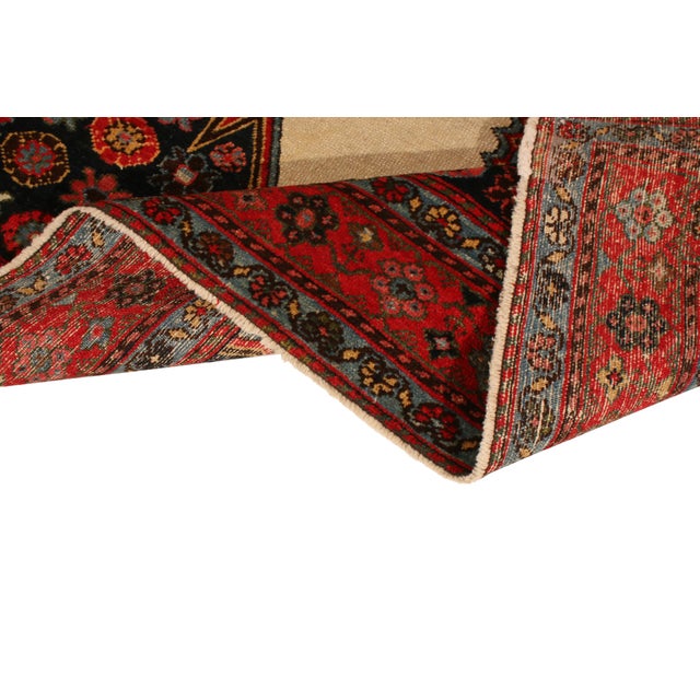 Textile Antique Mazlaghan Persian Rug, Beige & Red With Geometric Medallion - Rug & Kilim For Sale - Image 7 of 7