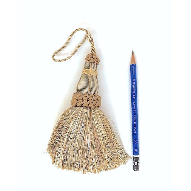 Sage Green Key Tassels With Looped Ruche - a Pair For Sale - Image 9 of 12
