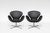 Metal Vintage Swivel Swan Chairs in Black Leather by Arne Jacobsen for Fritz Hansen, 1950s, Set of 2 For Sale - Image 7 of 7