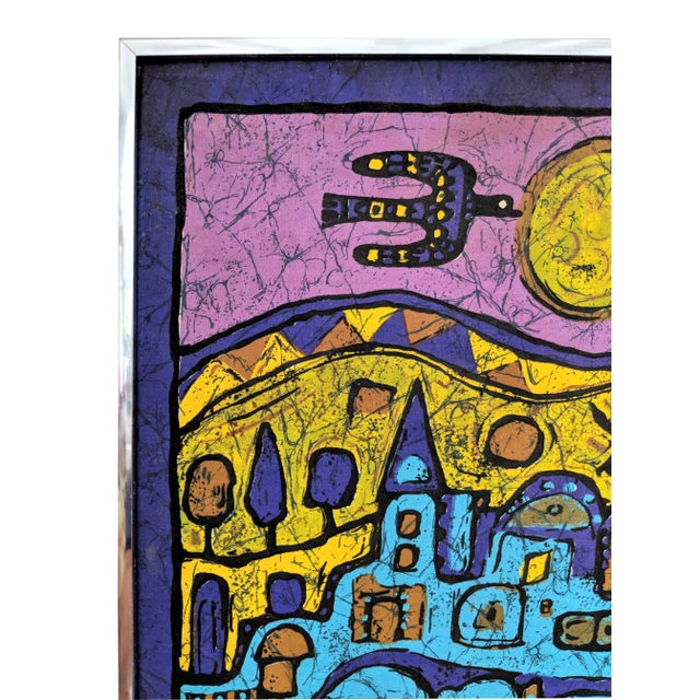 Blue 1980s Modern Silk Batik Villa Print For Sale - Image 8 of 9