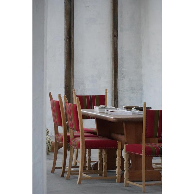 Textile Mid-Century Modern Danish Oak Dining Chairs by Henning Kjærnulf, 1960s, Set of 6 For Sale - Image 7 of 18