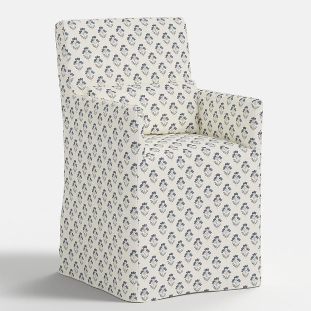 Spritely Home Slipcover for Stoffer Home x Cloth & Company for Lindy Slipcover Dining Armchair in Francie Floral Blue For Sale - Image 4 of 8