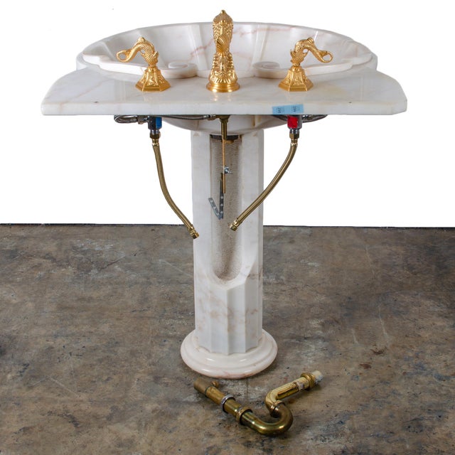 Sherle Wagner Marble Shell Pedestal Sink Chairish