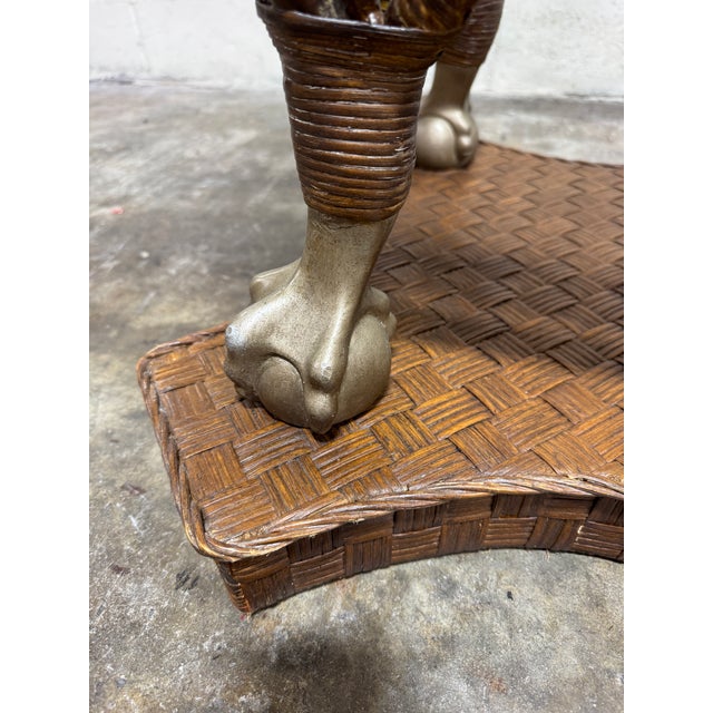 Coastal Vintage Wicker Dining Center Table For Sale - Image 4 of 10