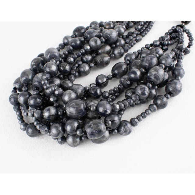 Angela Caputi Stormy Gray Beaded Multi-Strand Resin Necklace For Sale - Image 9 of 11