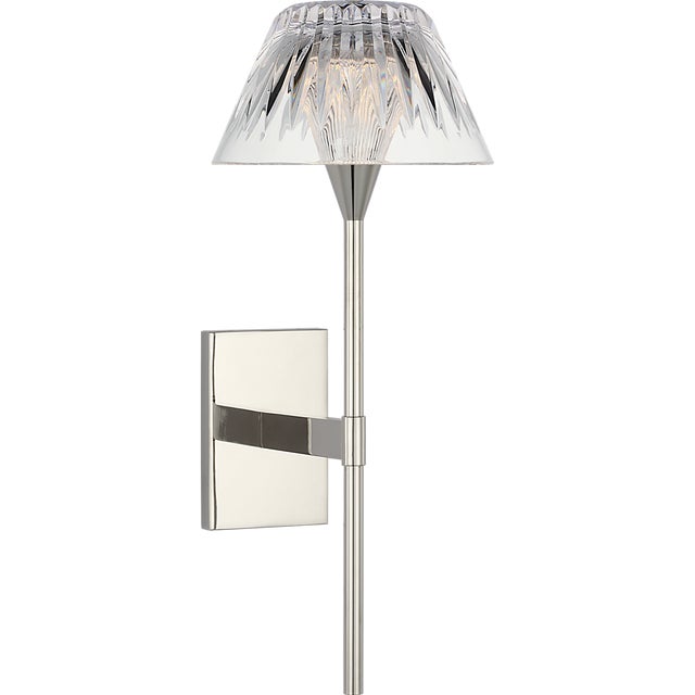 Modern Waterford for Visual Comfort Signature Blaze 14" Sconce in Polished Nickel with Clear Crystal For Sale - Image 3 of 12