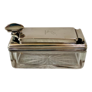 Antique Sterling Silver Cut Crystal Traveling Ink Well