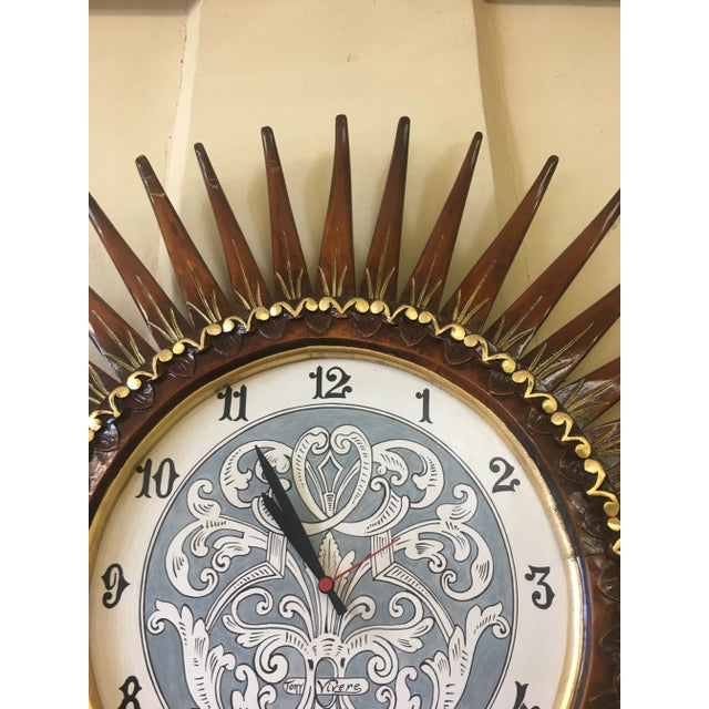 Italian 1980s Italian Wood Wall Swacth Clock Handcrafted From Tuscania For Sale - Image 3 of 11