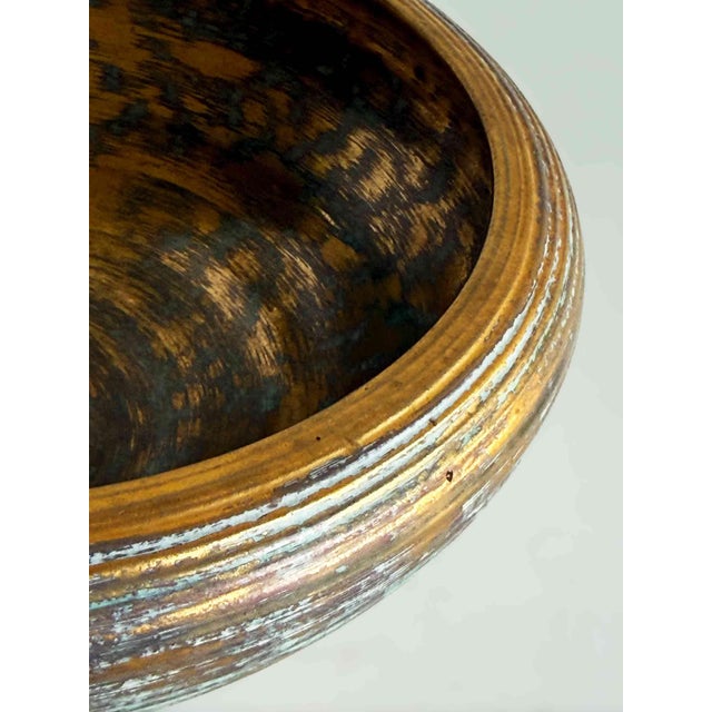 Vintage 1960s Mid-Century Modern Stangle Pottery Bowl 22k Gold For Sale In Providence - Image 6 of 9