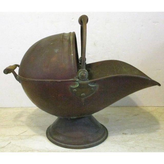 Large Antique Victorian Helmet Coal Scuttle and Scoop English Copper This comes from the estate of a long time high end...