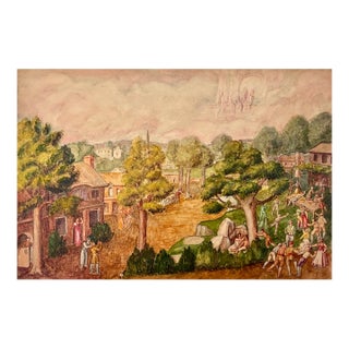 Vintage 1941 Folk Art Watercolor Painting – "Pilgrim's Progress - Evangelists Showing Christians the Promised Land (Unframed) For Sale