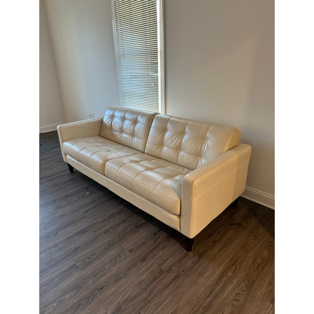 Furniture Pezley 86" Leather Sofa Color: Cream Approx. dimensions: 86"W x 36"D x 34"H Seat approx. dimensions: 21.7" seat...