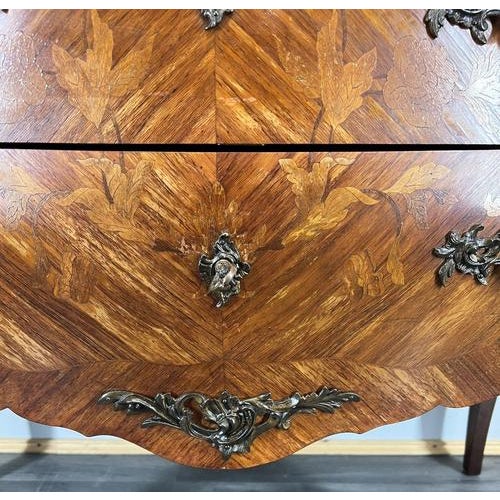 Antique French Walnut Bombe Chest of Drawers with Marble Top For Sale - Image 9 of 17