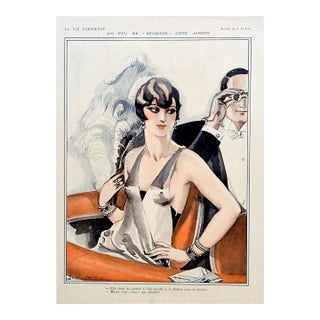 La Vie Parisienne 1927 J. Leclere "Un Peu De Béchage Côte Jardin" Print For Sale