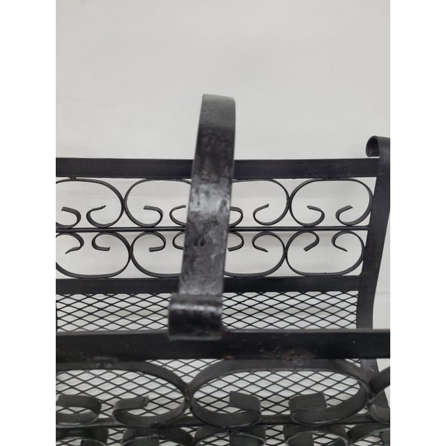 French Mid Century Spanish Style French Wrought Iron Document or Firewood Holder For Sale - Image 3 of 7