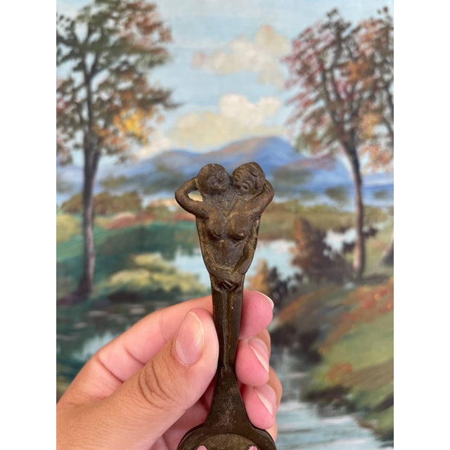 Vintage Likely Cast Iron Figural Nude Double Woman Bottle Opener For Sale - Image 4 of 8