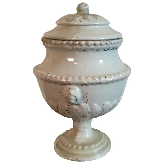 18th Century Italian Tin Glaze Faience Pottery Covered Urn Vase For Sale - Image 11 of 11