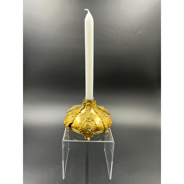 Antique French Solid Brass Candle Holder For Sale - Image 11 of 13