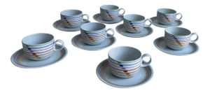 Harmony Block "Sextet" Geometric Rainbow Postmodern Dinnerware by Vista Alegre - Set of 8 1980s