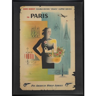 Paris, Pan Am Airways Travel Poster, 1949 For Sale