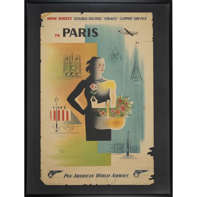 Paris, Pan Am Airways Travel Poster, 1949 For Sale
