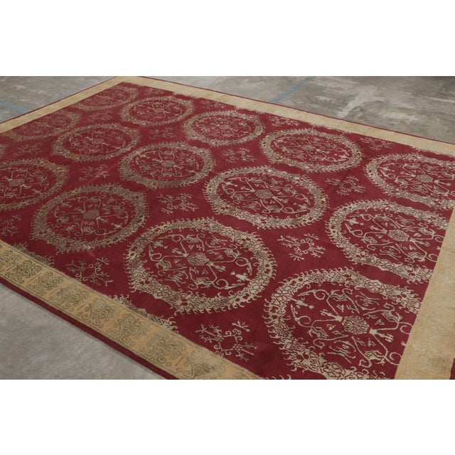 Traditional Rug & Kilim’s European Style Rug in Red With Floral Medallions “Catana” For Sale - Image 3 of 9