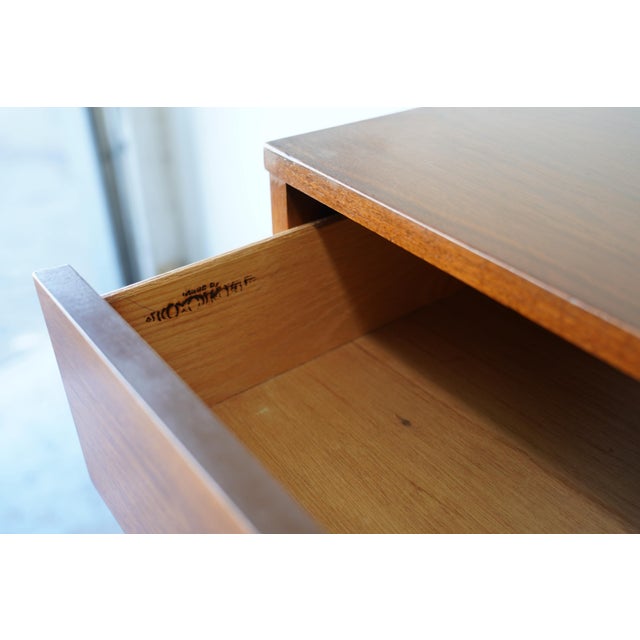 1960s Mid-Century Modern Hooker Walnut & Cane Lowboy Dresser 64” For Sale - Image 17 of 18