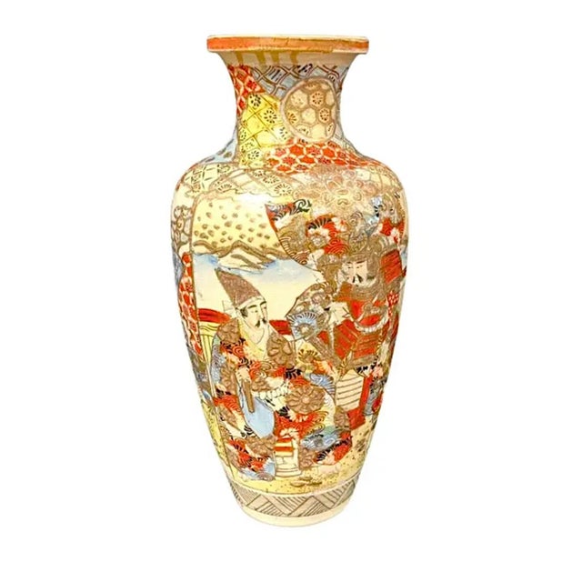 Japanese Japanese Satsuma Vase With Figural Court Scene and Gilded Enamels For Sale - Image 3 of 8