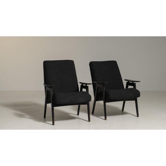 19th Century France Mid-century Modern Black Wood Armchair For Sale - Image 11 of 11