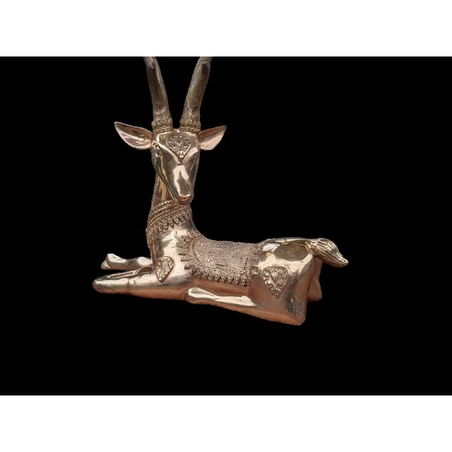 Hollywood Regency Polished Brass Stag attributed to Sarreid, 1960 For Sale - Image 6 of 9