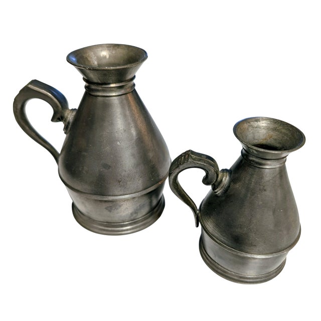Timeless Craftsmanship: Pair of Antique English Pewter "Haystack" Measures (c. 1890) Bring a touch of 19th-century English...