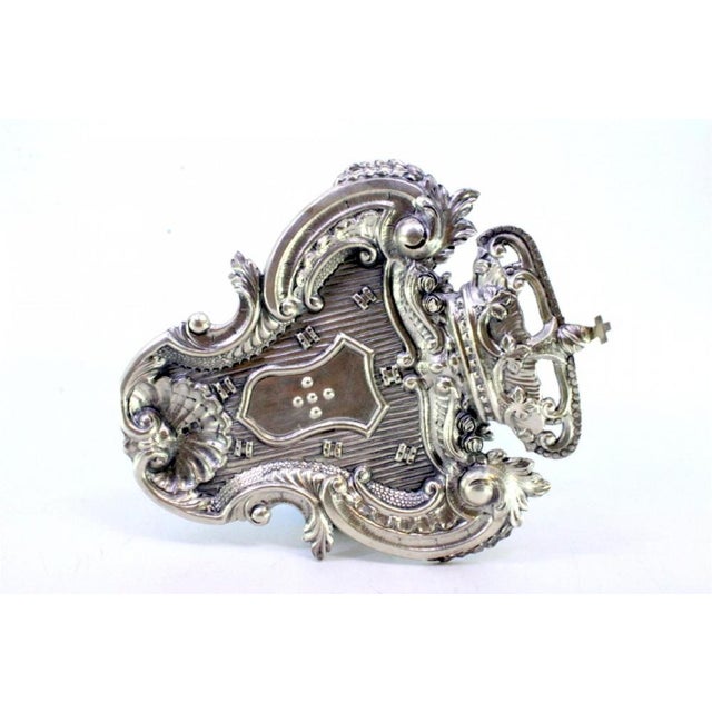 Suspension Tray in Armorial Silver with Floral Motifs and Embossed Shells For Sale - Image 6 of 7