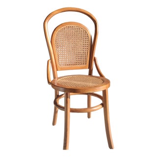 Vintage Natural Wood Cane Chair, 1980s For Sale