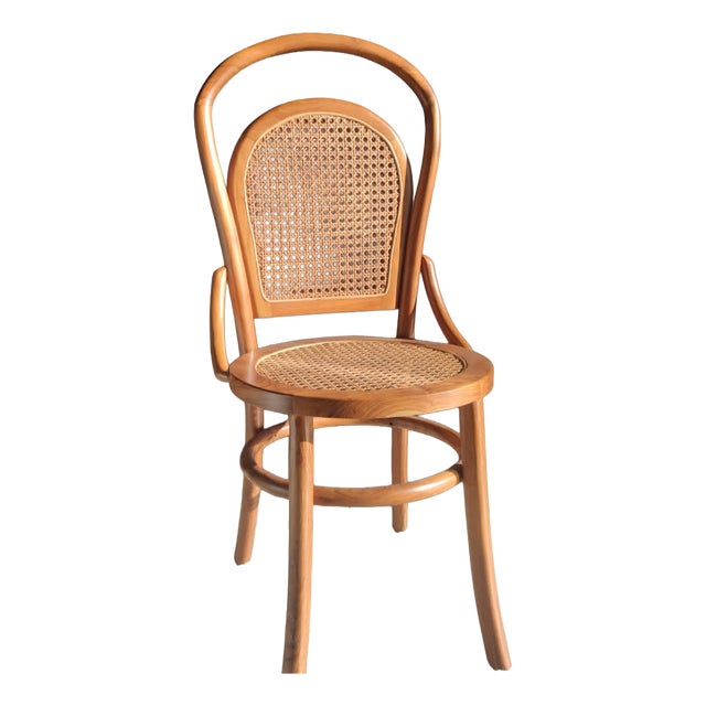 Vintage Natural Wood Cane Chair, 1980s For Sale