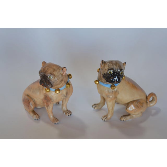 German Pair of Dresden Male & Female Bulldog Porcelain Figures (Late 19th Century)