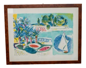 Enrico Paolucci, Beach Motif, 20th Century, Vintage Lithograph