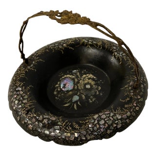 1850s Papier Mache Caling Card Basket For Sale