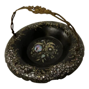 1850s Papier Mache Caling Card Basket