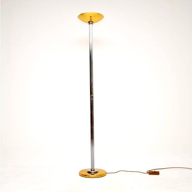 Gold Vintage French Floor Lamp attributed to Le Dauphin, 1970s For Sale - Image 8 of 8