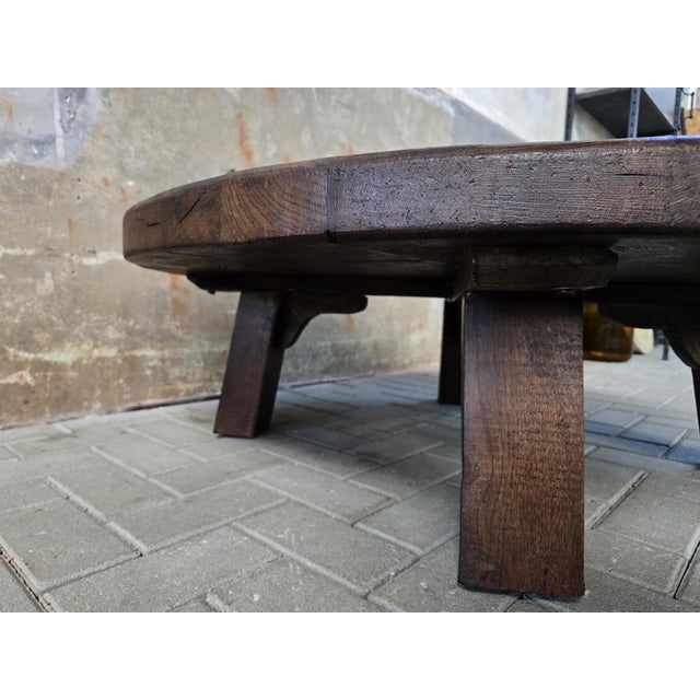 Large Mid-Century Round Oak Coffee Table, 1970s For Sale - Image 6 of 16