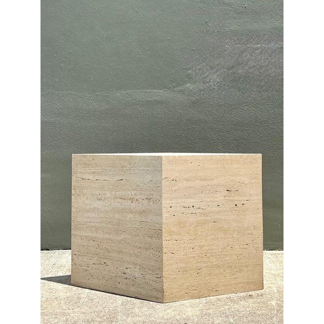 Vintage Italian Travertine Diamond Dining Table Pedestal For Sale - Image 9 of 16