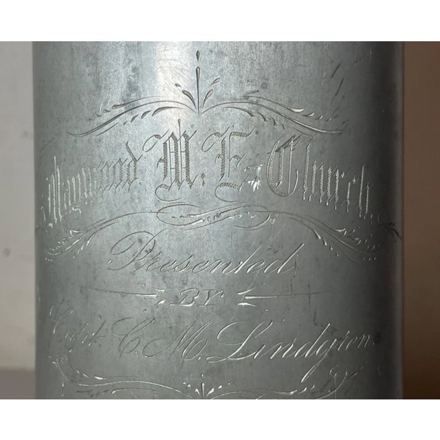 19th Century Antique 1800's Pewter Methodist Episcopal Church Presentation Tankard Flagon For Sale - Image 5 of 15