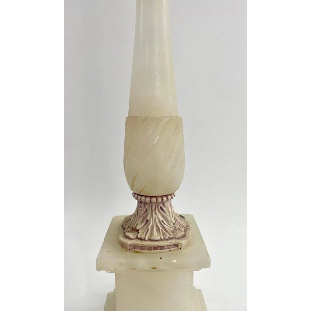 Italian Neoclassical Style Alabaster Off White Table Lamp, a Pair For Sale In New York - Image 6 of 13