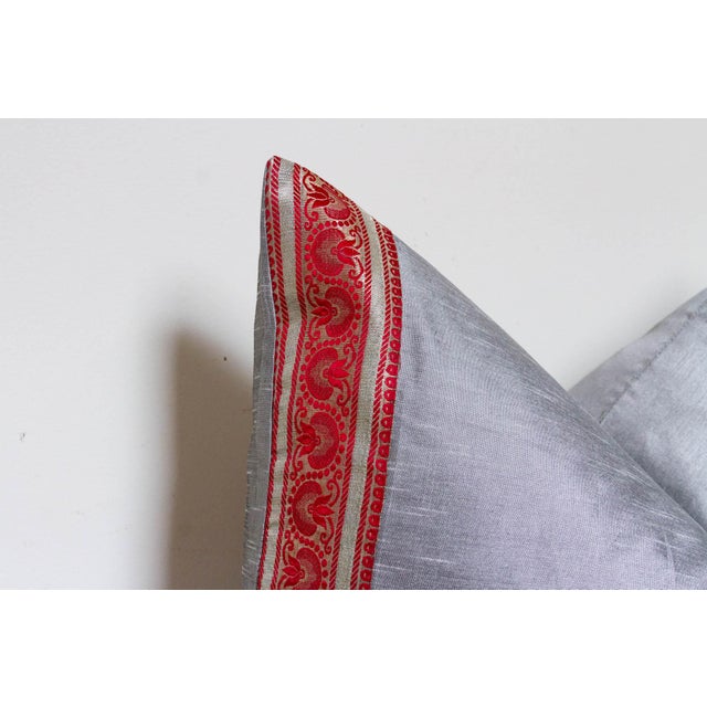 Hazy Silver Festive Silk Euro Pillow Cover For Sale - Image 4 of 7