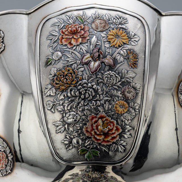 Pink Antique Japanese Meiji Silver and Enamel Bowl, 1900s For Sale - Image 8 of 18